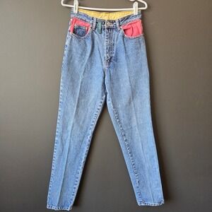 Vintage Jordache High Rise Colorblock Pockets Mom Jeans 9/10 80s 90s